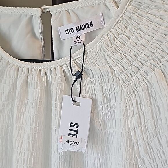 Steve Madden White Abrah Textured Mini Dress Size Medium, NWT - Picture 7 of 7